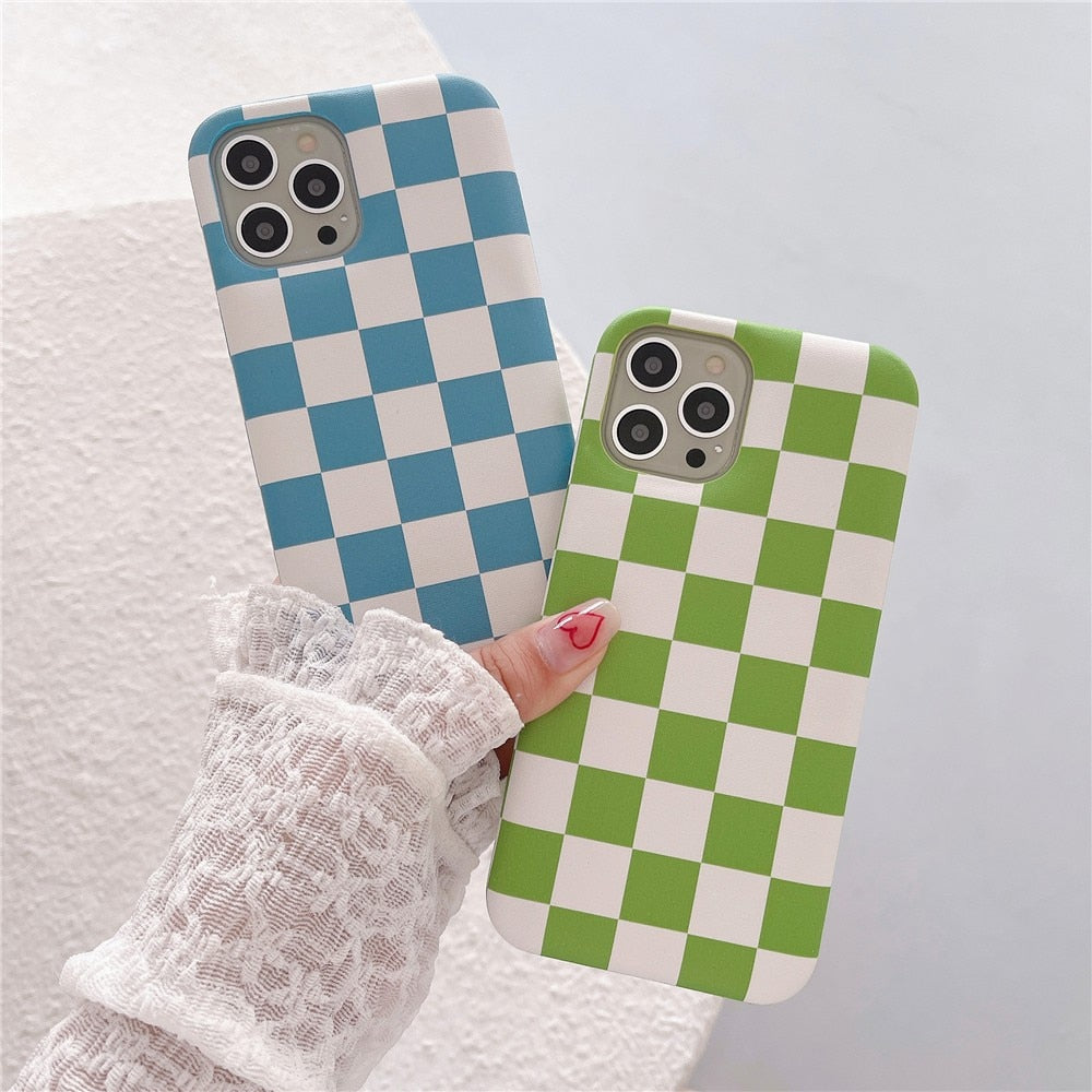 Checkered Pattern Cushioned iPhone Case-Fonally-