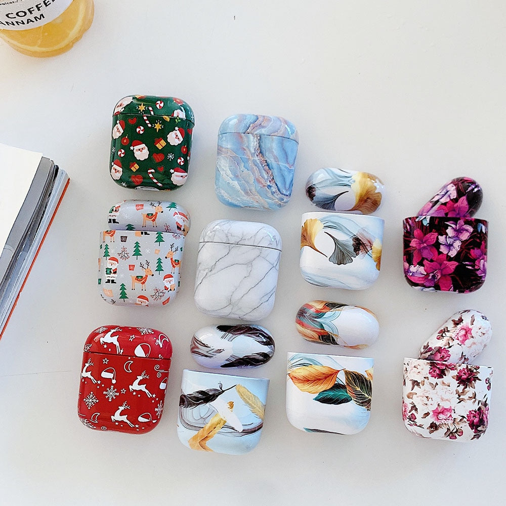 Christmas Marble & Floral AirPods Case-Fonally-