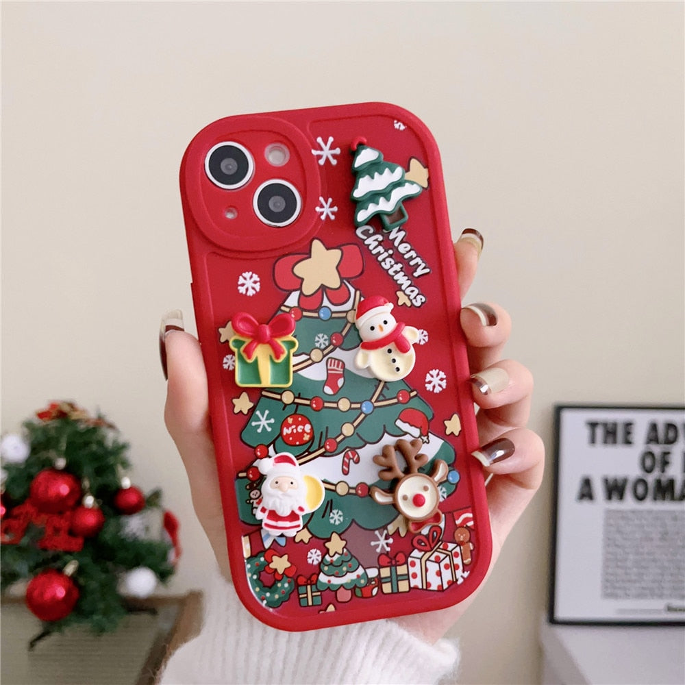 Christmas Tree 3D Gifts iPhone Case-Fonally-For iPhone 14-Red-