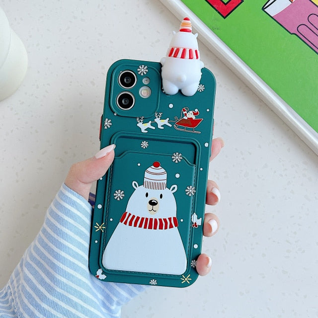 Christmas and Holiday iPhone Case with Embedded Wallet-Fonally-For iPhone 13 Pro max-D-