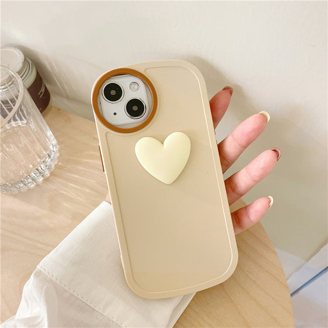 Circle Camera Lens & 3D Heart iPhone Case-Fonally-For iPhone 13 Pro max-Beige-