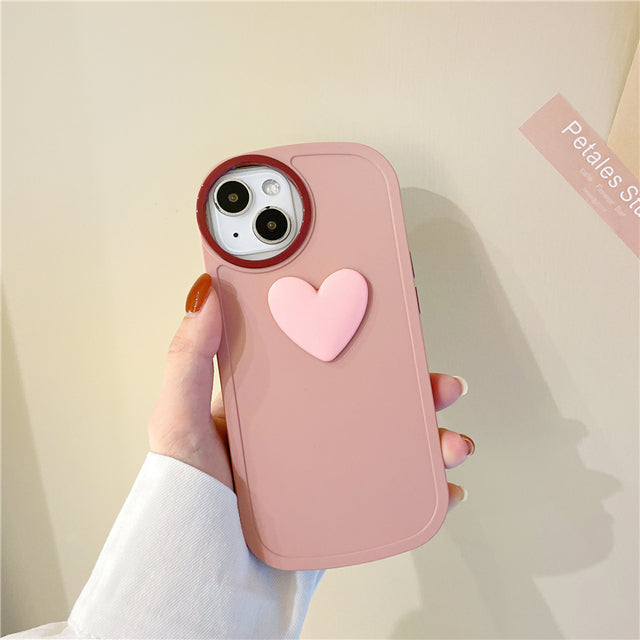 Circle Camera Lens & 3D Heart iPhone Case-Fonally-For iPhone 13 Pro max-Pink-