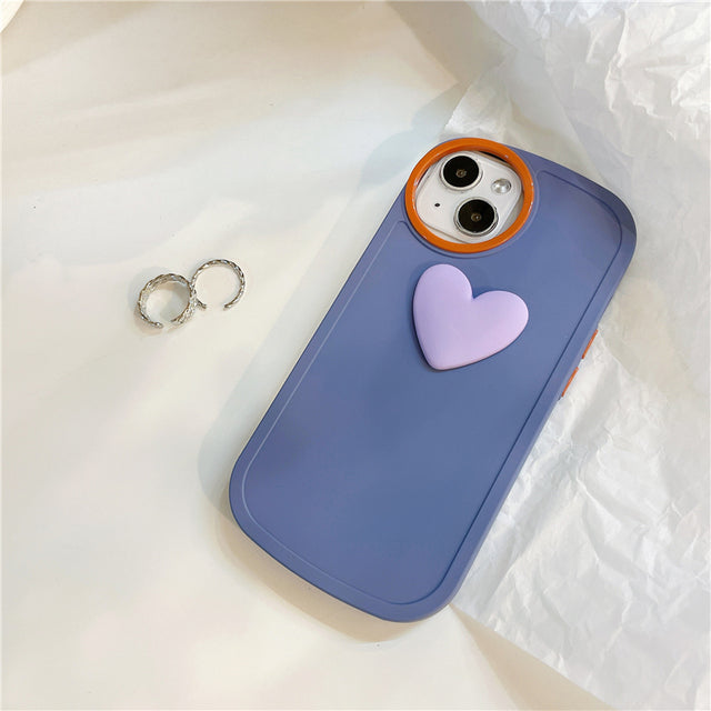 Circle Camera Lens & 3D Heart iPhone Case-Fonally-For iPhone 13 Pro max-Purple-