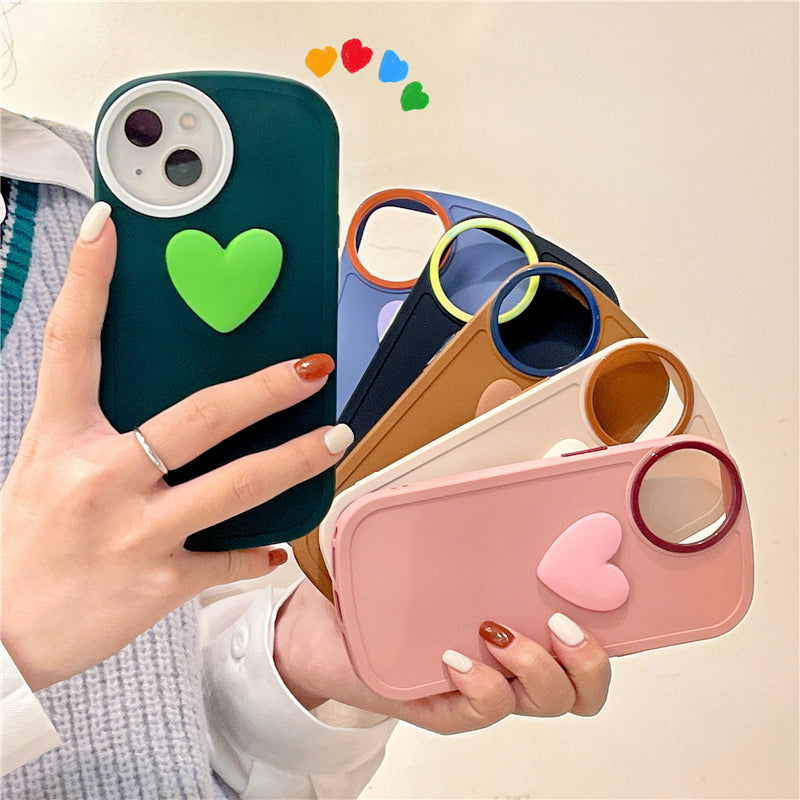 Circle Camera Lens & 3D Heart iPhone Case-Fonally-