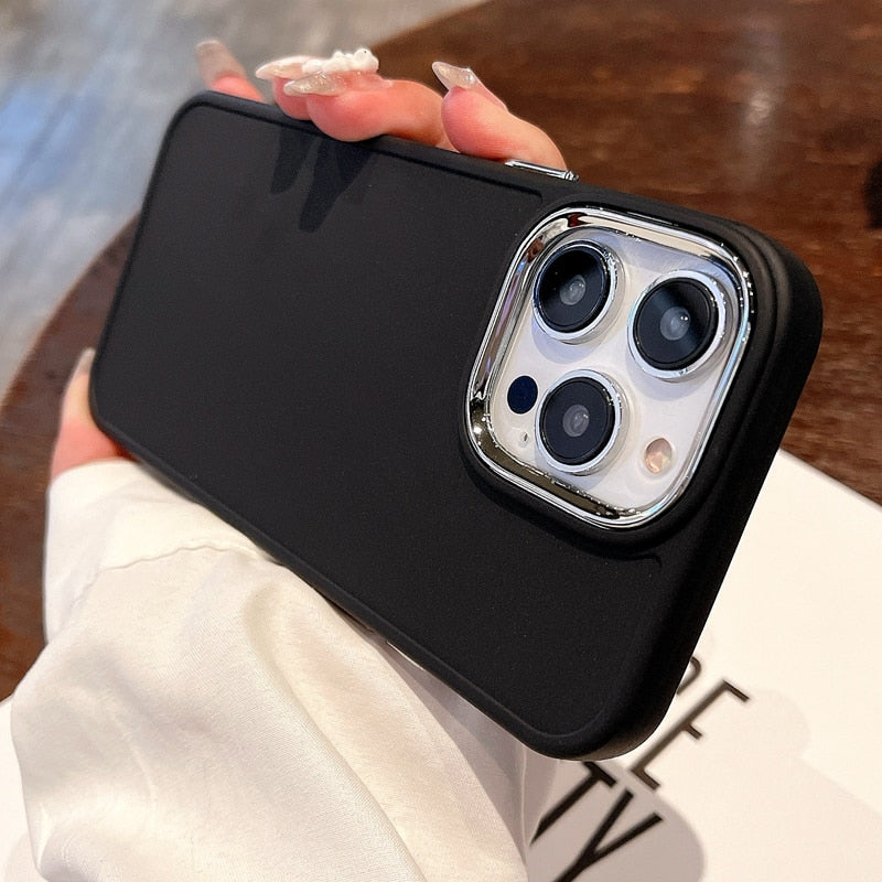 Classic Silicone iPhone Case with Plated Camera Lens-Fonally-