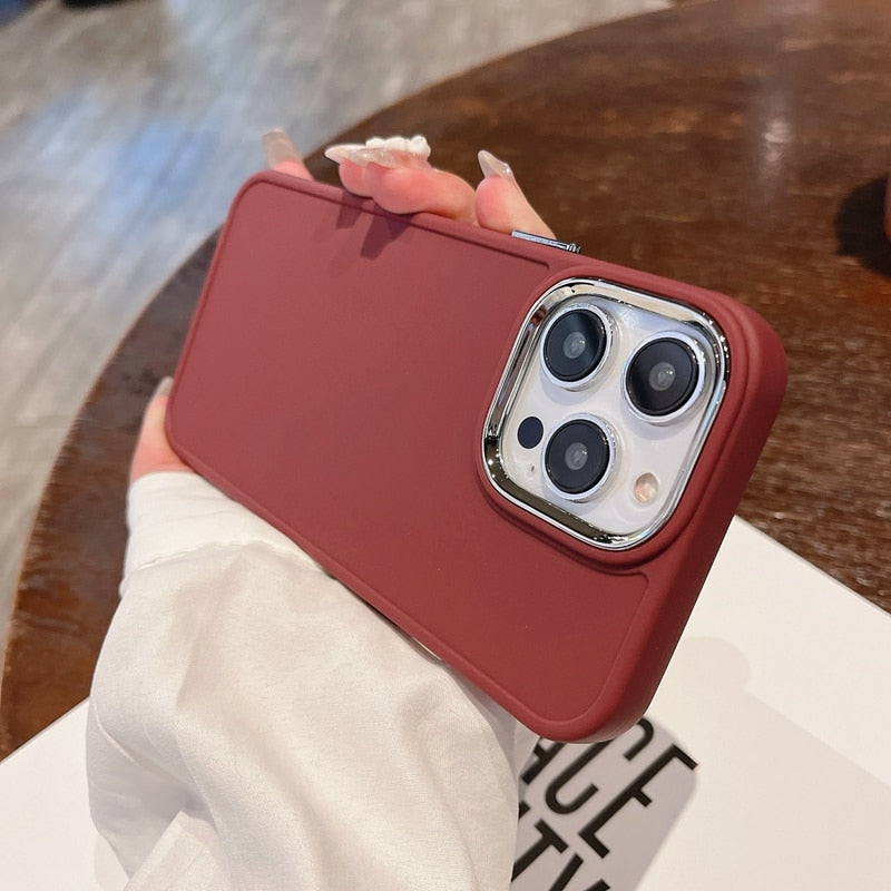 Classic Silicone iPhone Case with Plated Camera Lens-Fonally-For iPhone 11 Pro-Claret-
