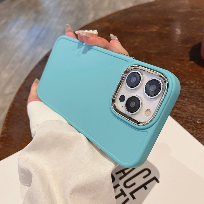 Classic Silicone iPhone Case with Plated Camera Lens-Fonally-For iPhone 11 Pro-Sky Blue-