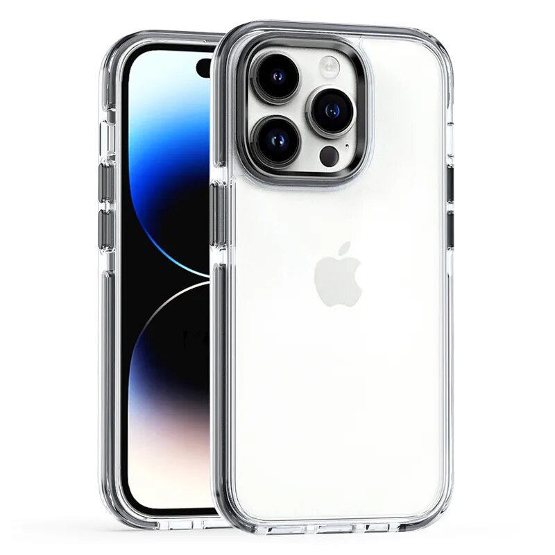 Clear Back Protective Sides iPhone Case-Fonally-For iPhone 15 Pro Max-Black-