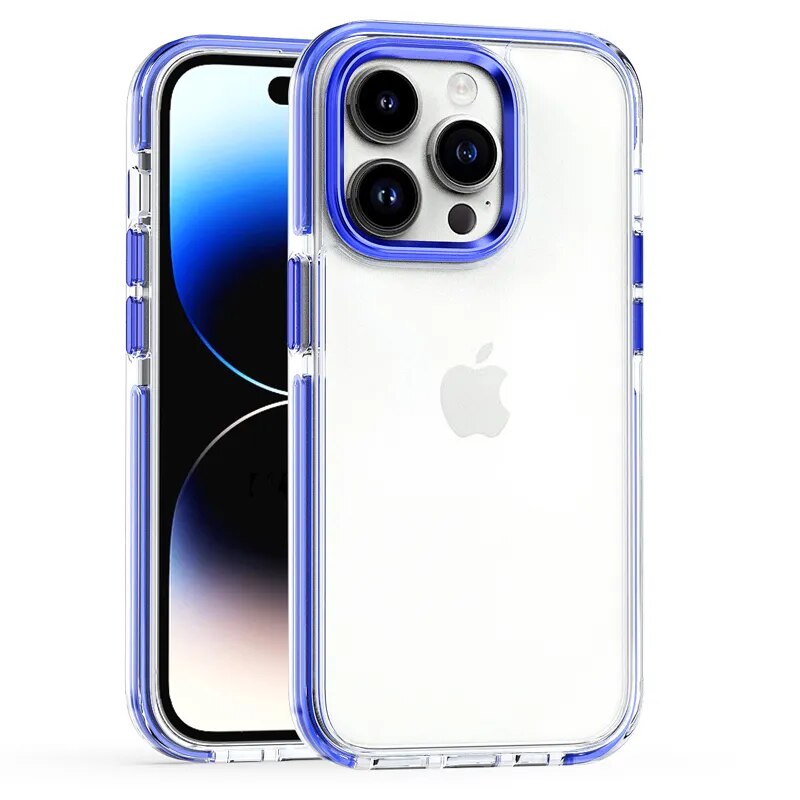 Clear Back Protective Sides iPhone Case-Fonally-For iPhone 15 Pro Max-Blue-