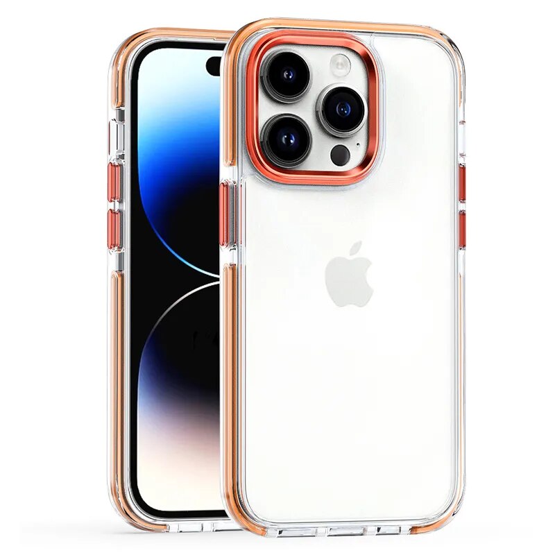 Clear Back Protective Sides iPhone Case-Fonally-For iPhone 15 Pro Max-Orange-