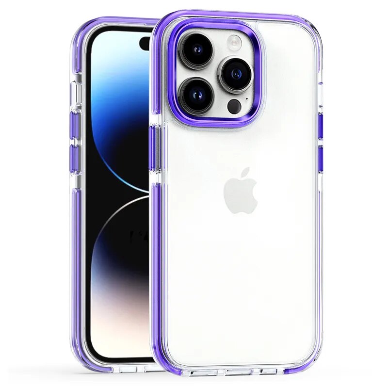 Clear Back Protective Sides iPhone Case-Fonally-For iPhone 15 Pro Max-Purple-