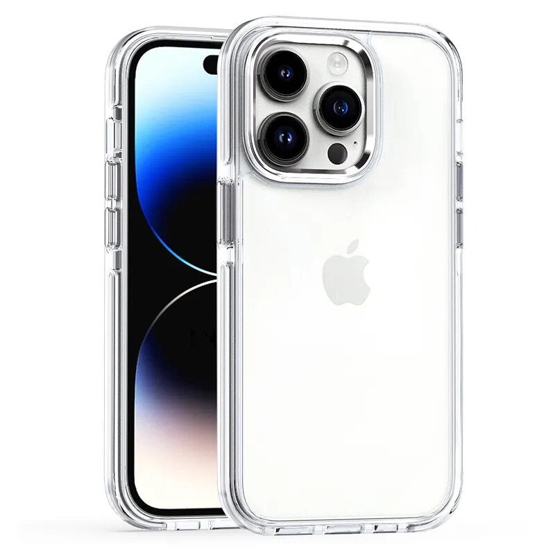 Clear Back Protective Sides iPhone Case-Fonally-For iPhone 15 Pro Max-White-