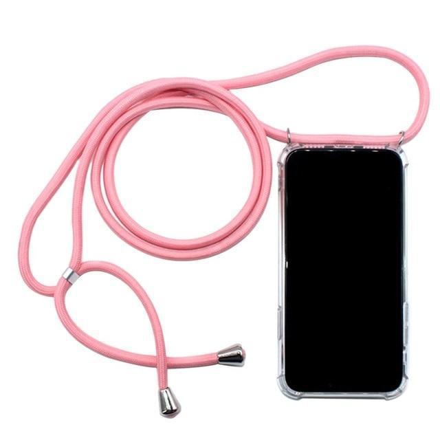 Clear iPhone Case with Lanyard-Fonally-For iPhone11 Pro Max-Pink-