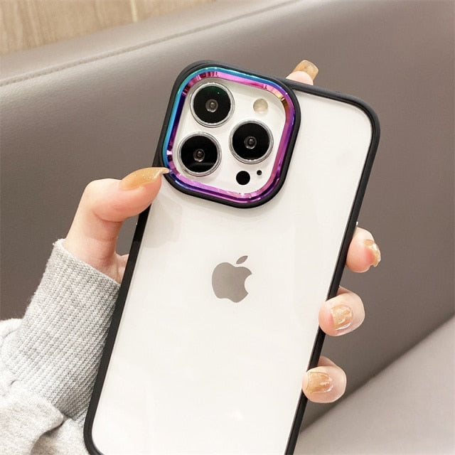 Colorful Laser Camera Lens iPhone Case-Fonally-For iPhone 13 Pro Max-Black-