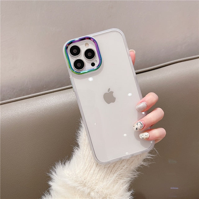 Colorful Laser Camera Lens iPhone Case-Fonally-For iPhone 13 Pro Max-Clear-