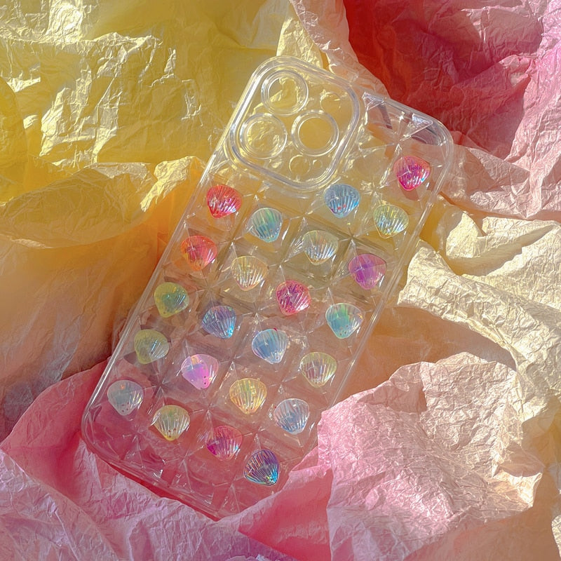 Colorful Pearls Pyramid Clear iPhone Case-Fonally-