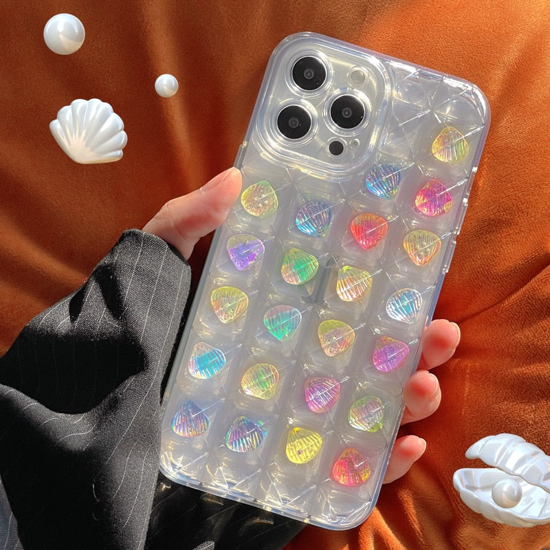 Colorful Pearls Pyramid Clear iPhone Case-Fonally-