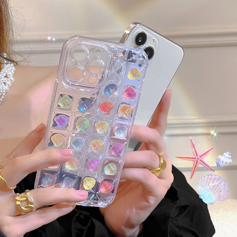 Colorful Pearls Pyramid Clear iPhone Case-Fonally-