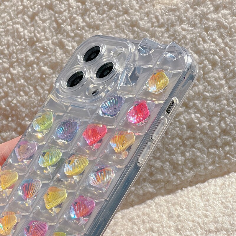 Colorful Pearls Pyramid Clear iPhone Case-Fonally-