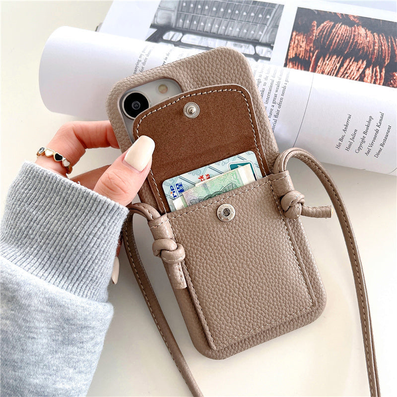 Crossbody Leather iPhone Case with Wallet-Fonally-