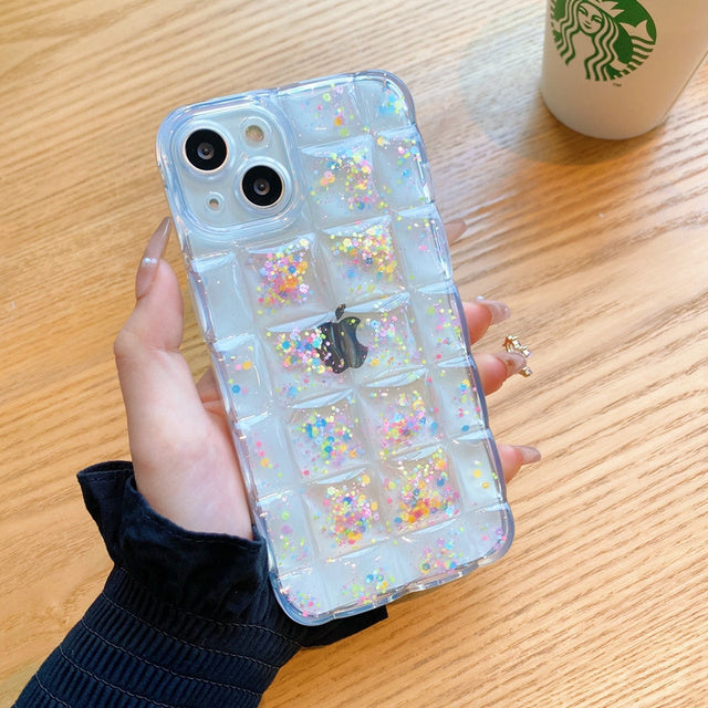 Cube Glitter Foils iPhone Case-Fonally-For iPhone 13 Pro Max-E-