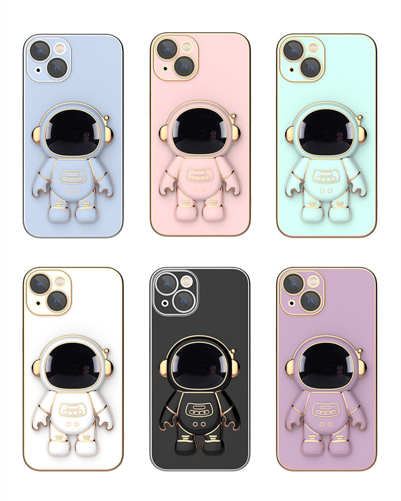 Cute Electroplated Astronaut Kick Stand iPhone Case-Fonally-