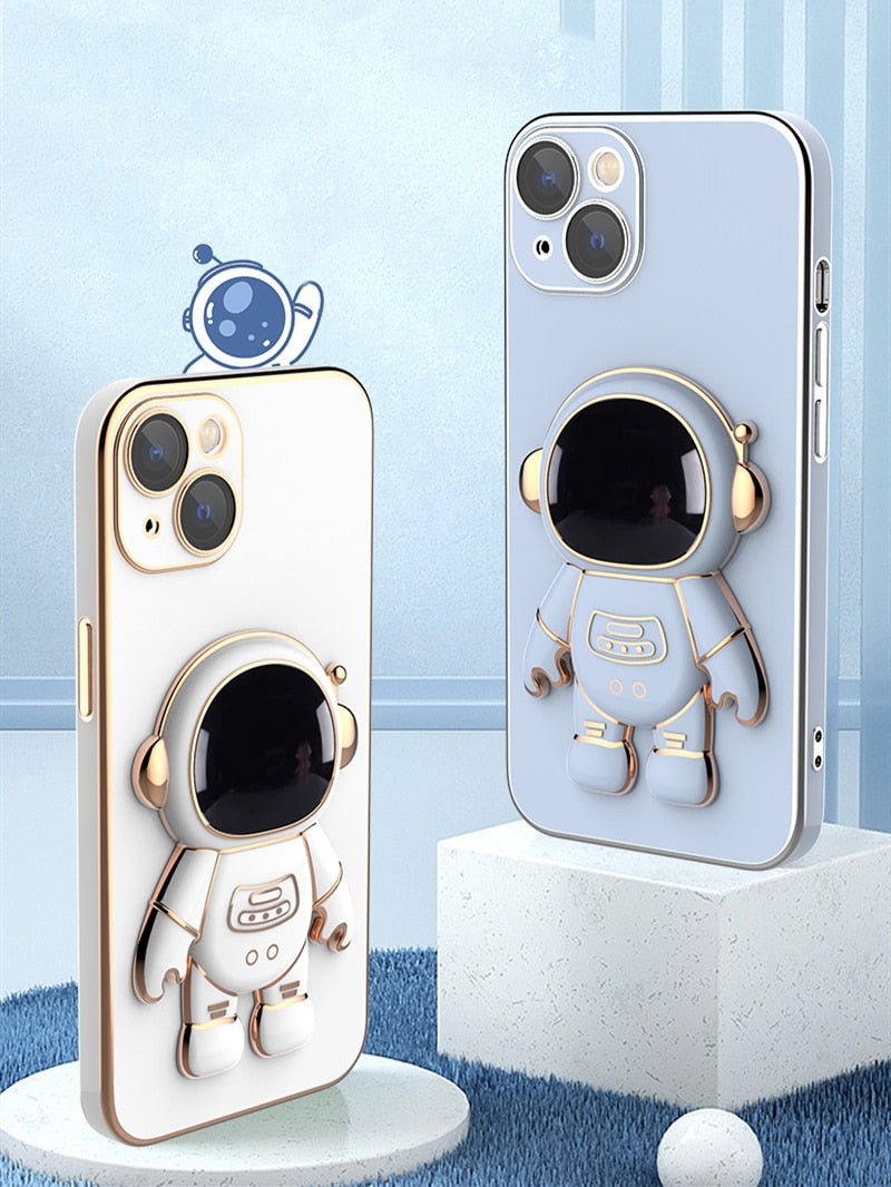 Cute Electroplated Astronaut Kick Stand iPhone Case-Fonally-