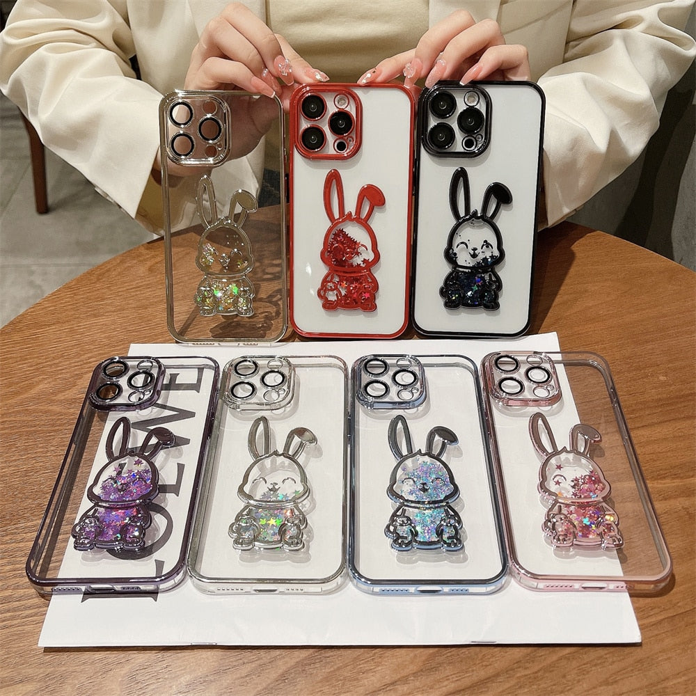 Cute Rabbit Quicksand Glitter iPhone Case-Fonally-