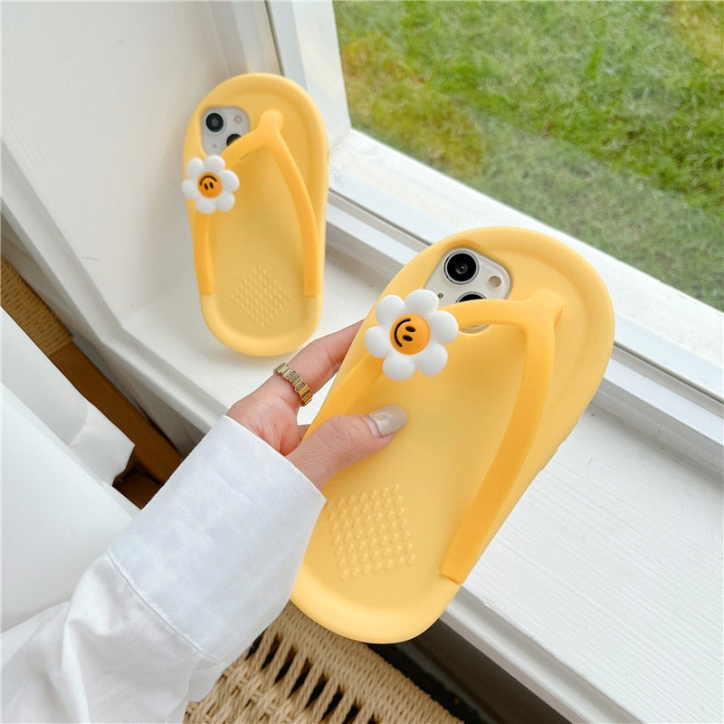 Cute and Funny Sunflower Slipper Silicone iPhone Case-Fonally-