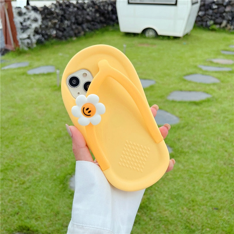 Cute and Funny Sunflower Slipper Silicone iPhone Case-Fonally-