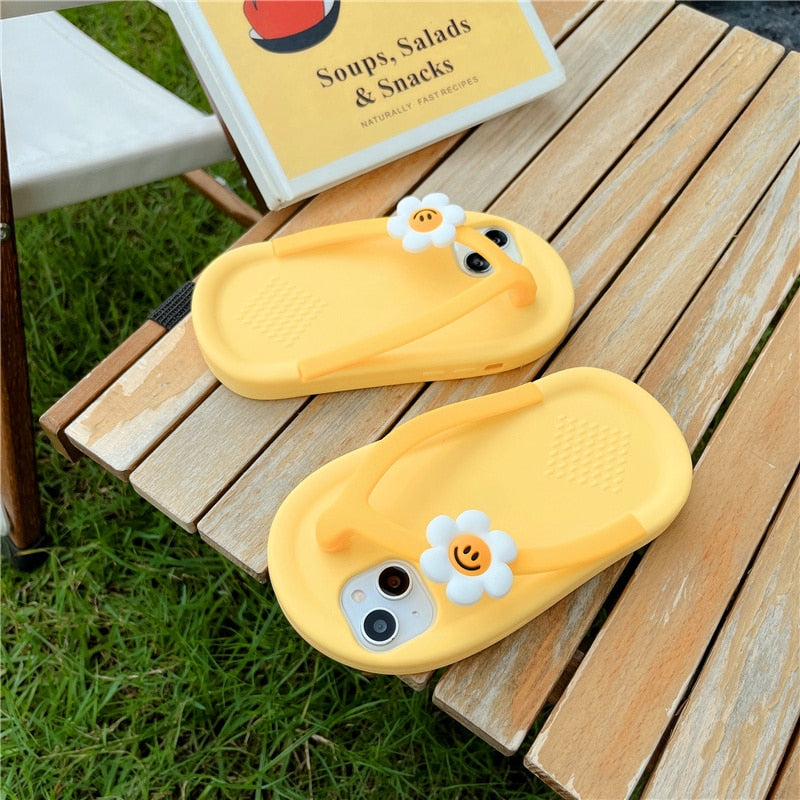 Cute and Funny Sunflower Slipper Silicone iPhone Case-Fonally-