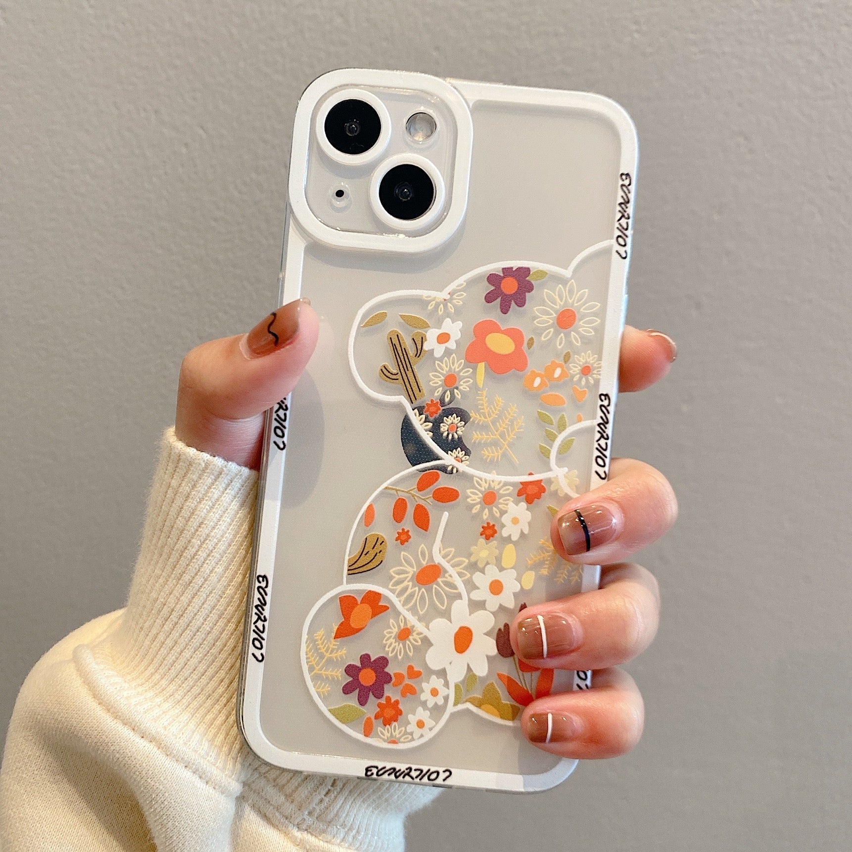 Cute and Happy Bear Floral iPhone Case-Fonally-