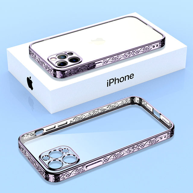 Designer Plated Transparent Full Coverage iPhone Case-Fonally-For iPhone 13 Pro Max-Purple-