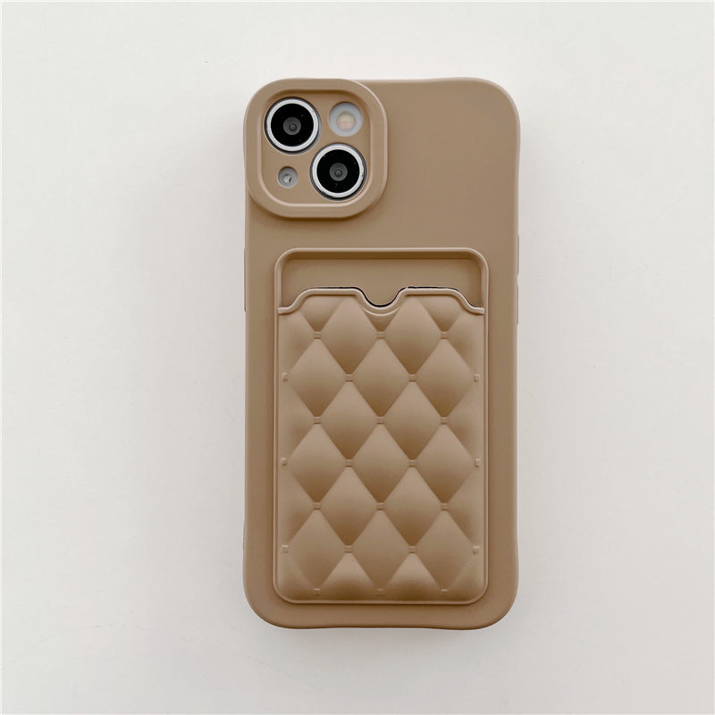 Diamond Lattice Pattern Card Wallet iPhone Case-Fonally-