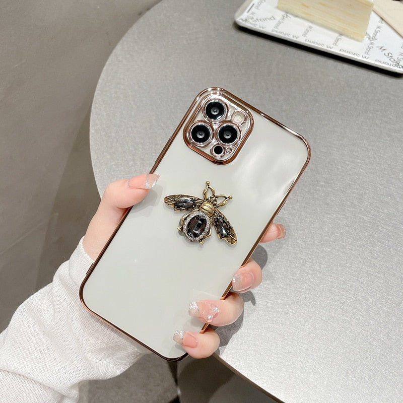 Diamonds Bee Clear Case Plated iPhone Case-Fonally-