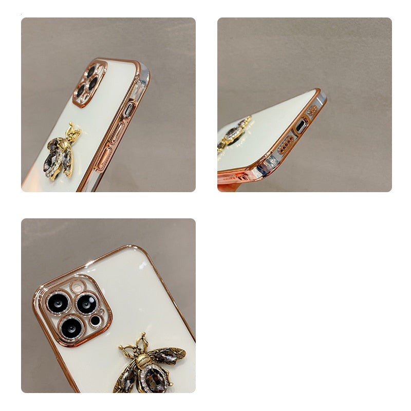 Diamonds Bee Clear Case Plated iPhone Case-Fonally-