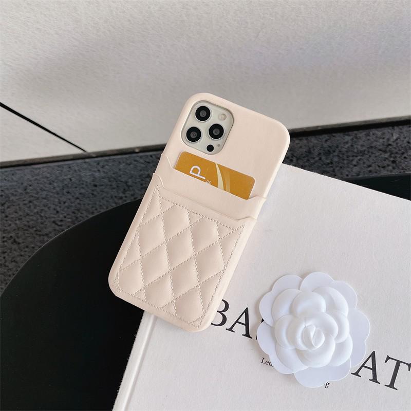 Double Layer Card Holder Diamond Pattern iPhone Case-Fonally-For iPhone 11-Cream-