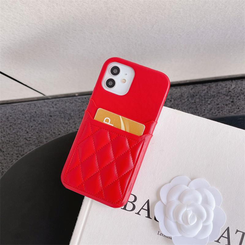 Double Layer Card Holder Diamond Pattern iPhone Case-Fonally-For iPhone 11-Red-