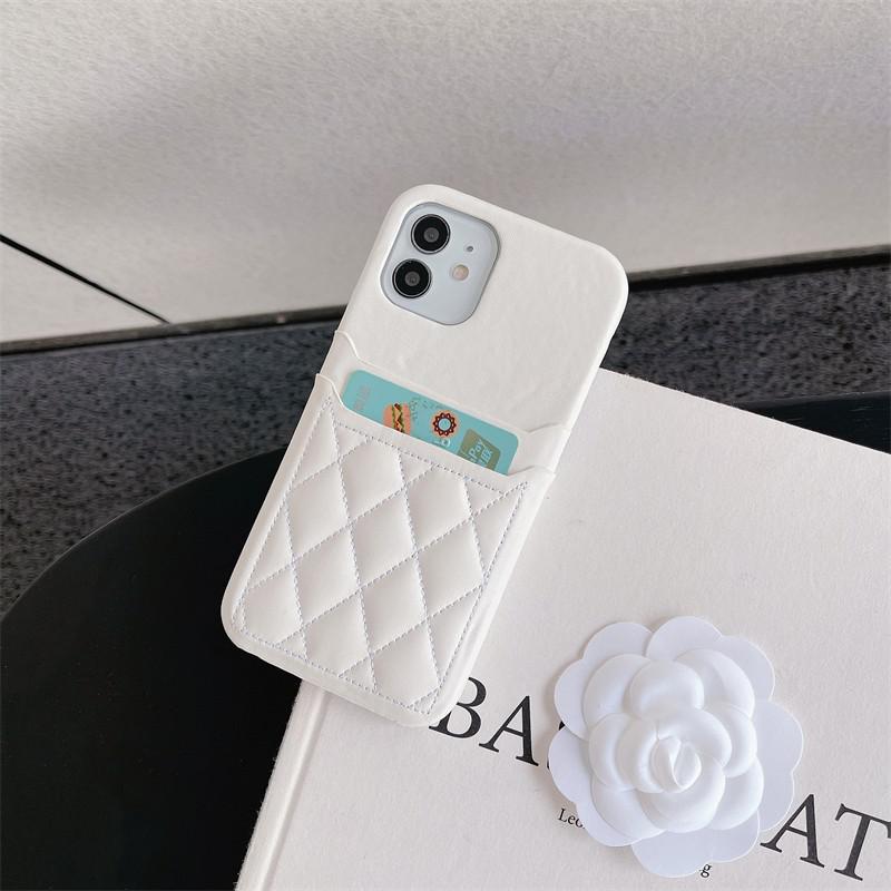 Double Layer Card Holder Diamond Pattern iPhone Case-Fonally-For iPhone 11-White-
