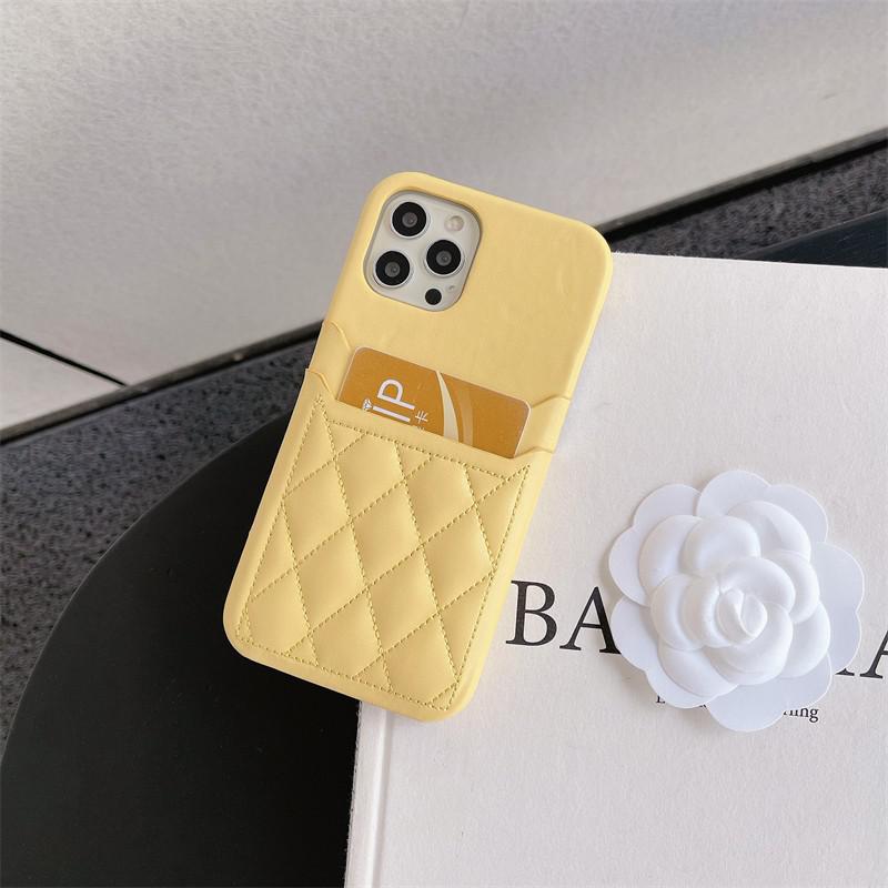 Double Layer Card Holder Diamond Pattern iPhone Case-Fonally-For iPhone 11-Yellow-