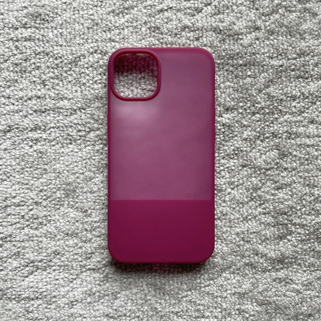 Dual Color Frosted Silicone iPhone Case-Fonally-For iPhone 13 Pro Max-Magenta Red-