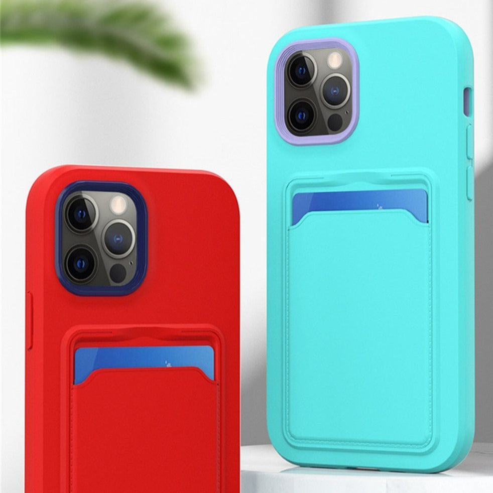 Dual Color Silicone iPhone Case with Card Slot-Fonally-