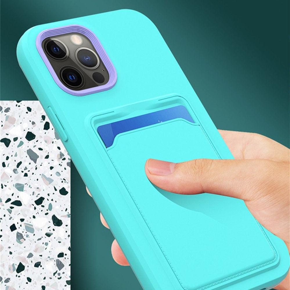 Dual Color Silicone iPhone Case with Card Slot-Fonally-