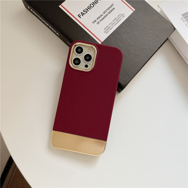 Dual Color Solid iPhone Case-Fonally-For iPhone 13 Pro Max-Claret-