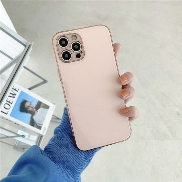 Electroplated Glass Back iPhone Case-Fonally-For iPhone 12 Pro Max-Pink-