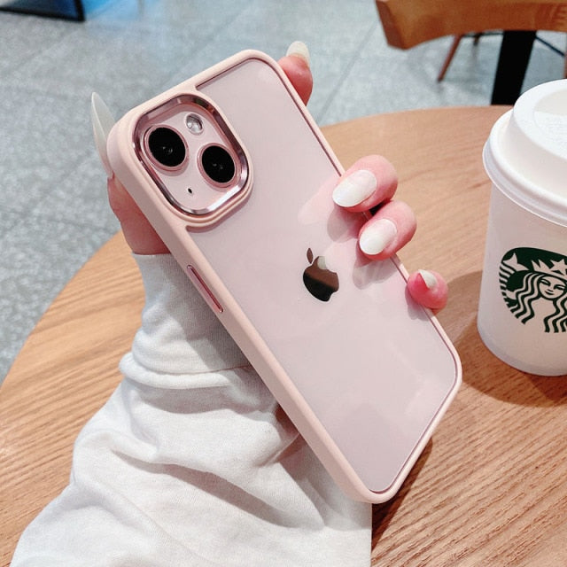 Electroplated Metal Lens iPhone Case-Fonally-For iPhone 12-Pink-