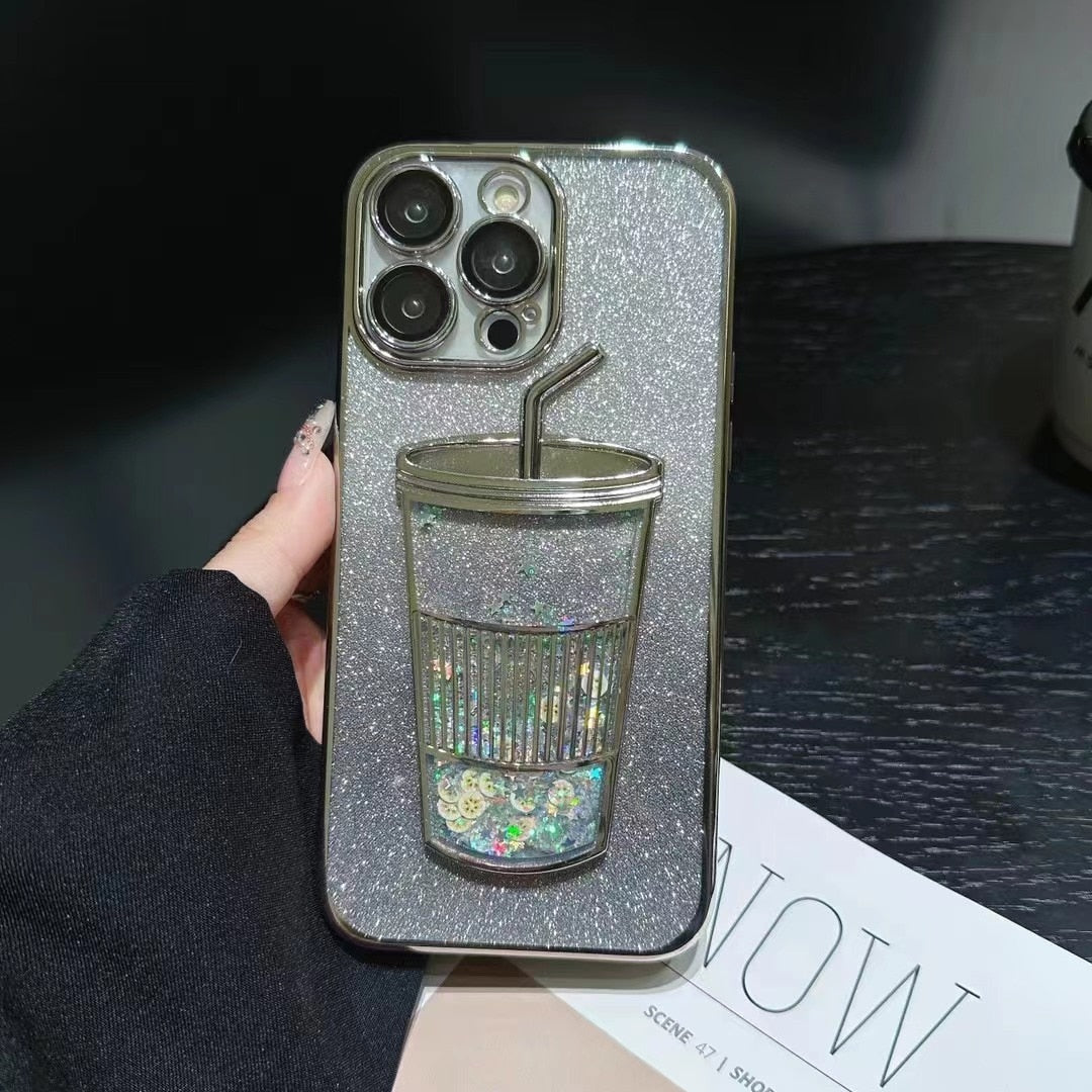 Electroplated Quicksand Cup Glitter Sheet iPhone Case-Fonally-for iphone 11-silver-