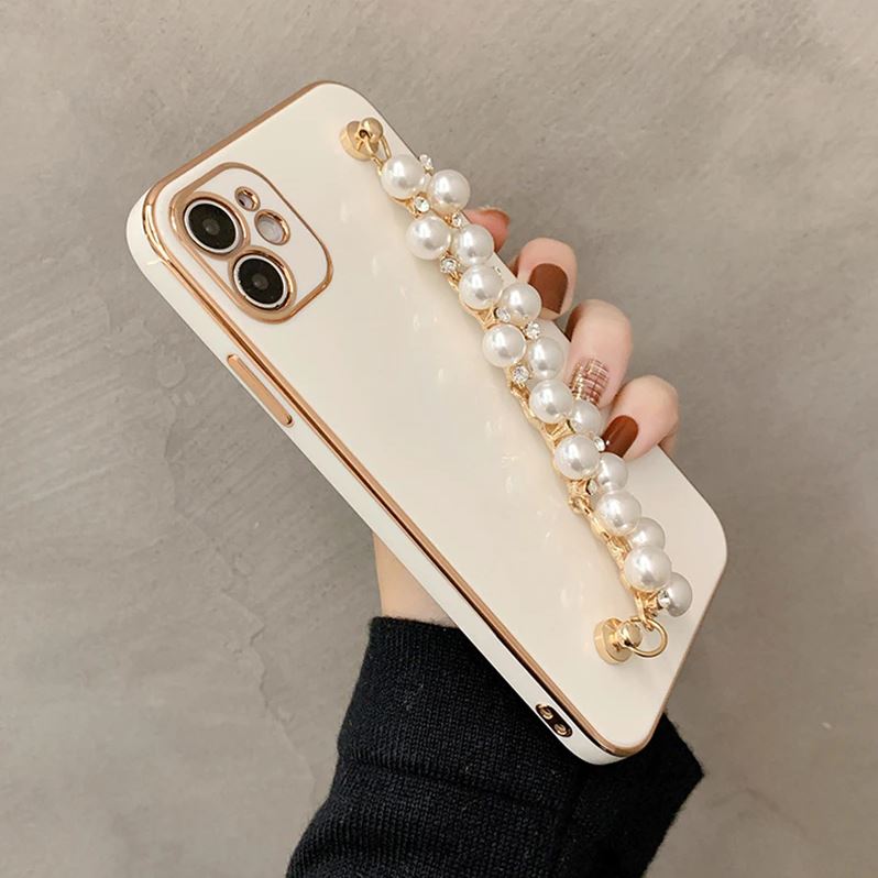 Electroplated iPhone Case with Pearl Chain-Fonally-