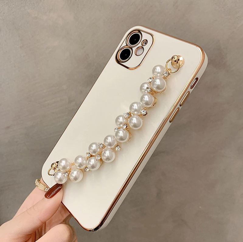 Electroplated iPhone Case with Pearl Chain-Fonally-