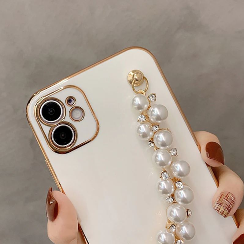 Electroplated iPhone Case with Pearl Chain-Fonally-